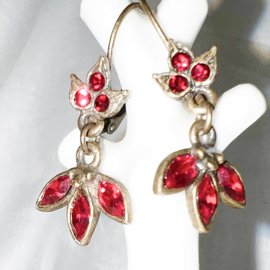 Vintage Red Leaf Earrings