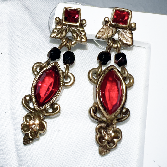 Vintage Red Pierced Earrings